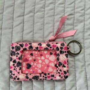 Pink Heart Print Keychain Wallet